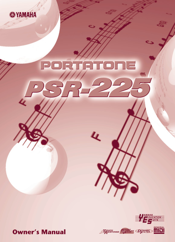 Yamaha PSR-225 Instruction Manual: 120 Pages & Protective Covers!