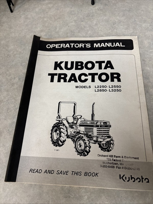Kubota L2250 L2550 L2850 L3250 Operator’s Manual