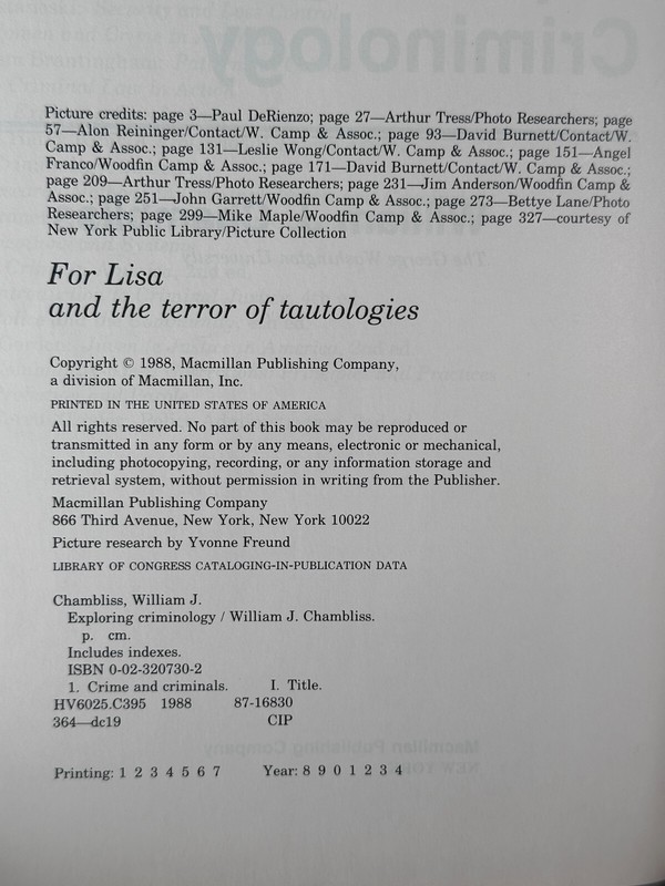 Macmillan Criminal Justice Ser.: Exploring Criminology by William J. Chambliss gallery
