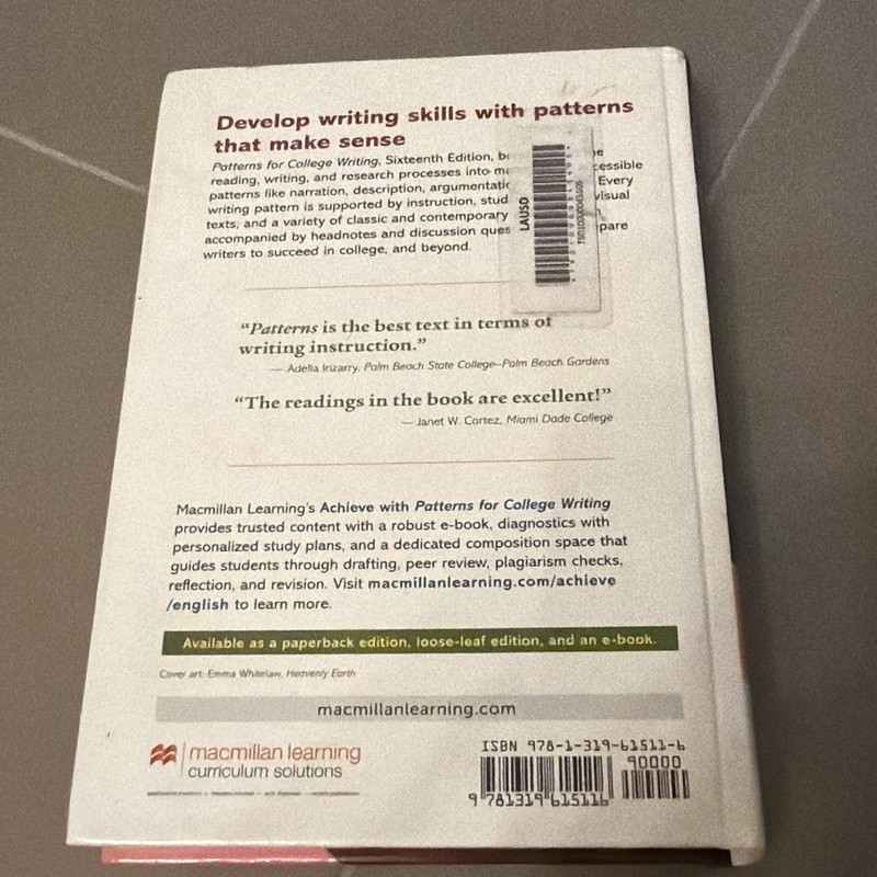 Patterns for College Writing:Rhetorical Reader 16th Kirszner/Mandela -Hardcover gallery