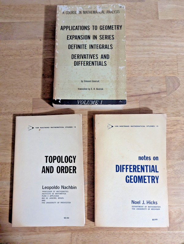3 Vintage Mathematics Journals Van Nostrand 3 & 4 Course in Math Analysis c1960