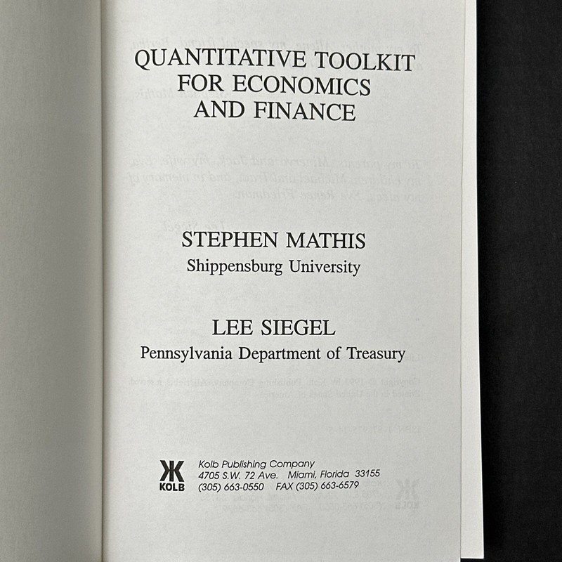 Quantitative Toolkit for Economics and Finance By Stephen Mathis And Lee Siegel gallery