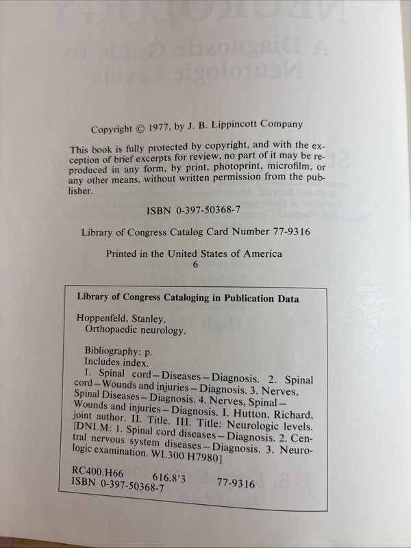 Orthopaedic Neurology : A Diagnostic Guide to Neurologic Levels Hardcover 1977 gallery