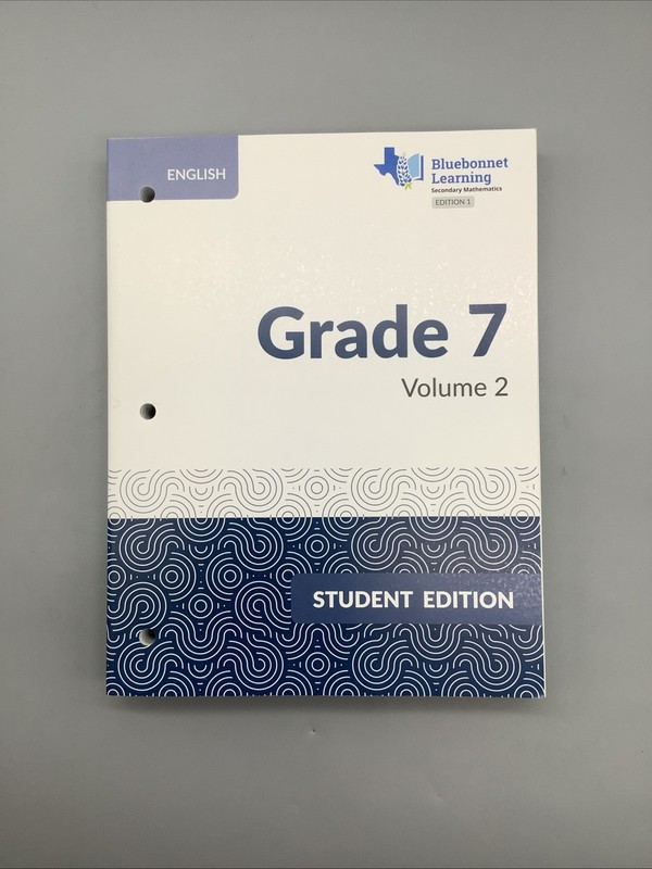 Bluebonnet Learning Secondary Mathematics Ed. 1 Volume 2 Gr 7 Student Ed. PB NEW