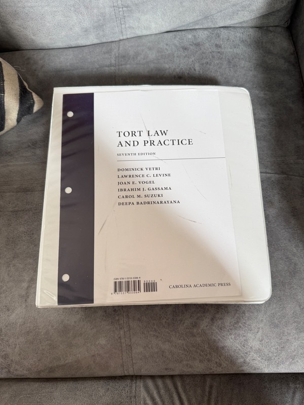 Tort Law and Practice, 7th Edition, Vetri, Levine USED LOOSELEAF WITH BINDER