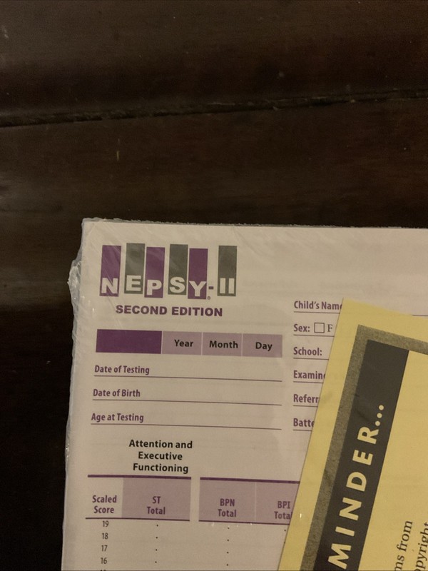 NEPSY-II Record Form Ages 3-4 Preschool Testing New In Package 25 gallery