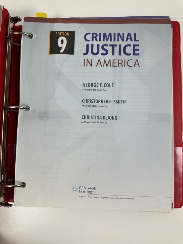 Criminal Justice in America 9th Edition Loose-Leaf with Binder Wisconsin Badgers