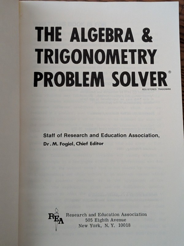 Algebra & Trigonometry Problem Solver Over 900 Pages 1986 Revised Printing gallery