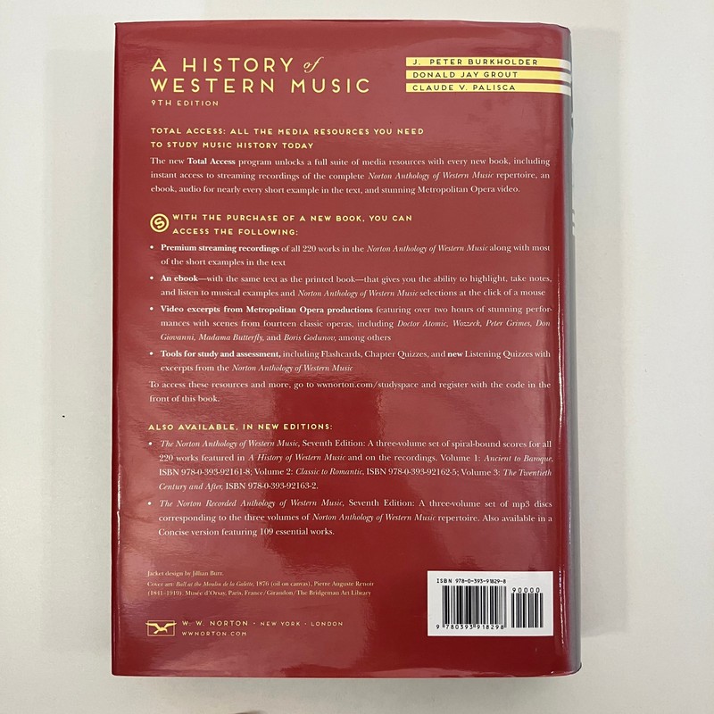 A History of Western Music 9th Edition Norton J Peter Burkholder Textbook 2014 gallery
