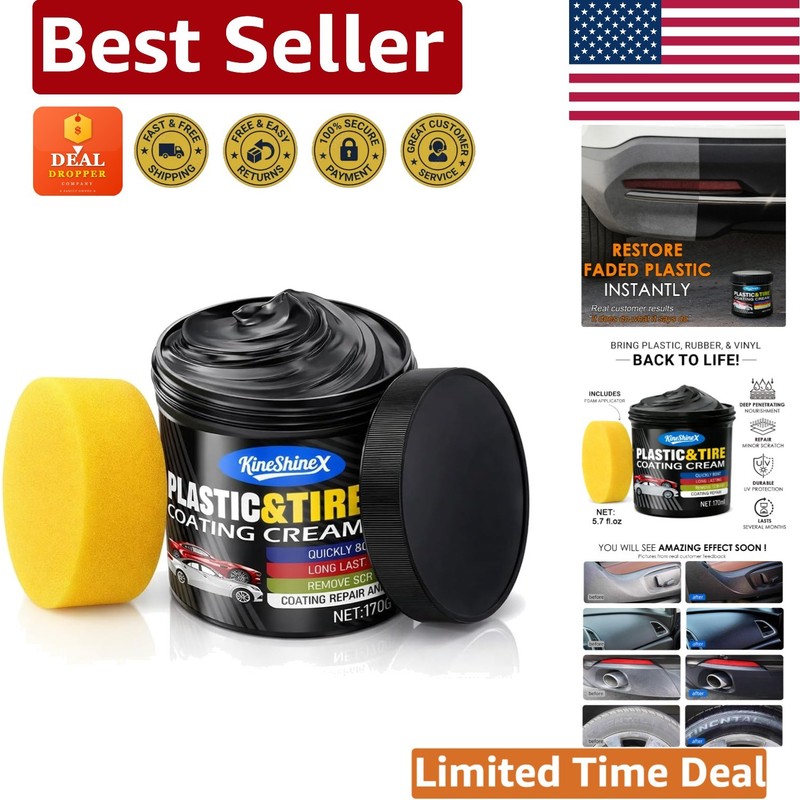 Easy-to-Apply Black Trim Restorer – 6oz Liquid for Long-Lasting Plastic Renewal