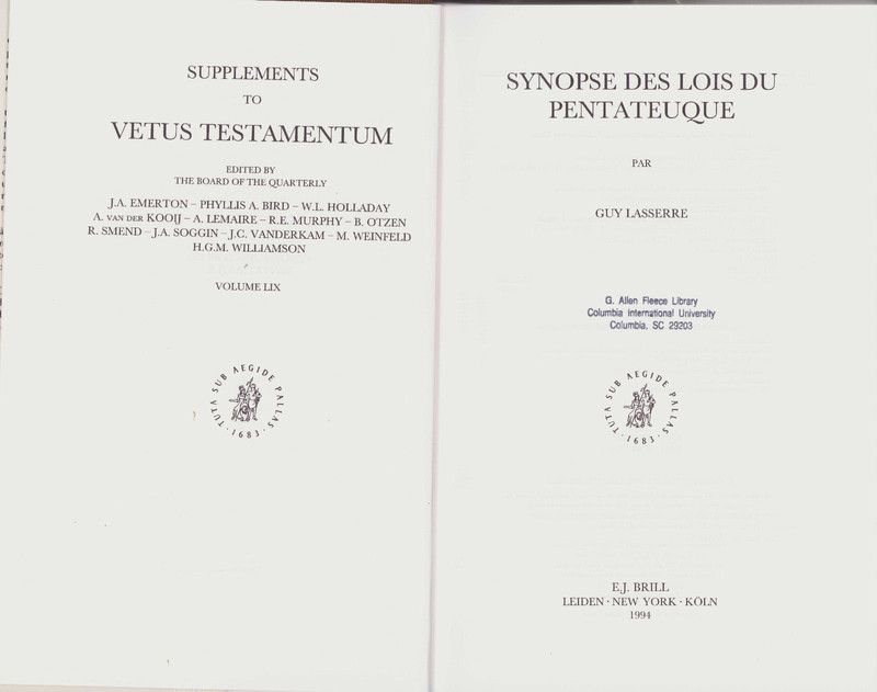 Vetus Testamentum, Supplements Ser.: Synopse des Lois du Pentateuque by Guy…
