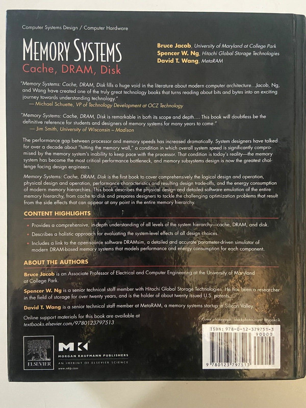 Memory Systems: Cache, DRAM, Disk ~ Hardcover by Bruce Jacob ~ VERY GOOD gallery