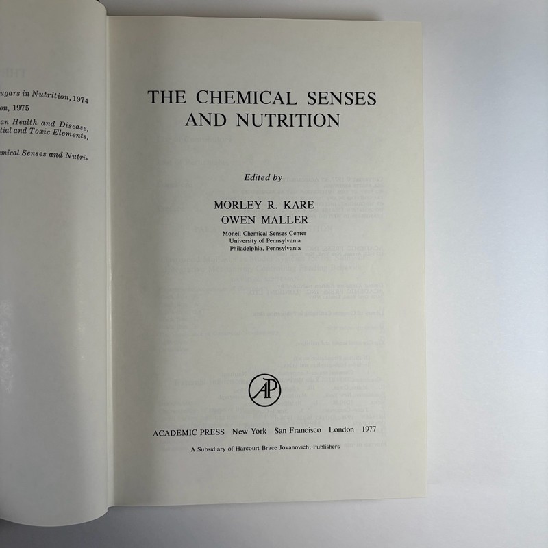 The Chemical Senses and Nutrition 1977 Kare Maller Academic Press HC Monograph gallery