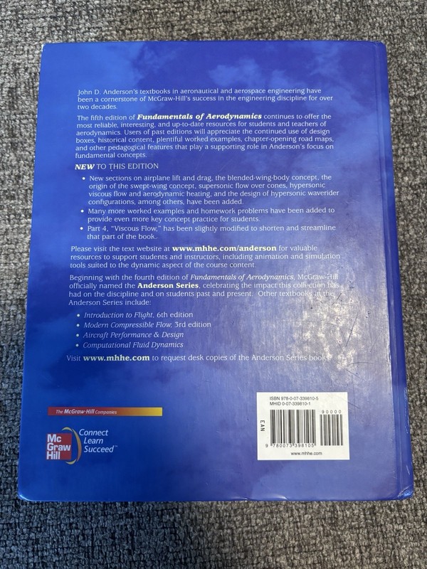 Fundamentals of Aerodynamics Fifth Edition by John D. Anderson Jr. McGraw-Hill gallery