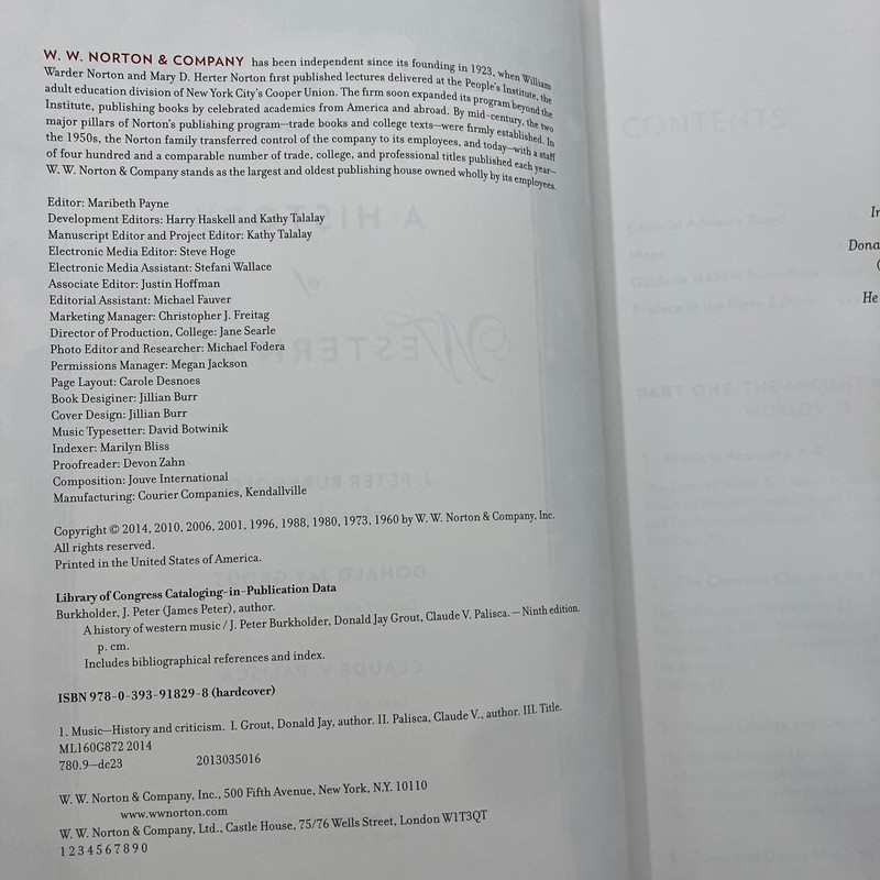 A History of Western Music 9th Edition Norton J Peter Burkholder Textbook 2014 gallery