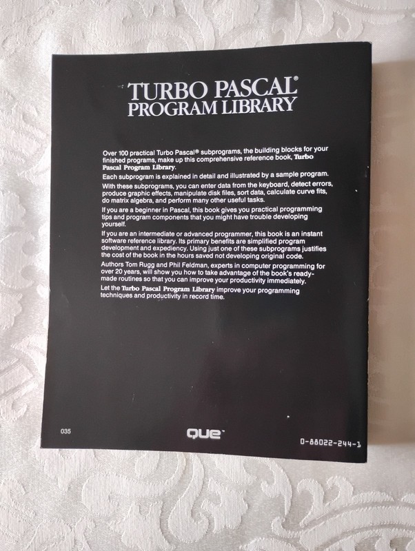 Turbo Pascal Program Library (1986) Softcover –Tom Rugg & Phil Feldman –Que gallery