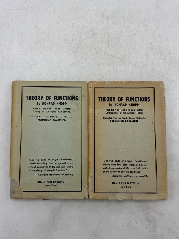 Theory of Functions by Konrad Knopp Parts I & II Dover Publications Mathematics
