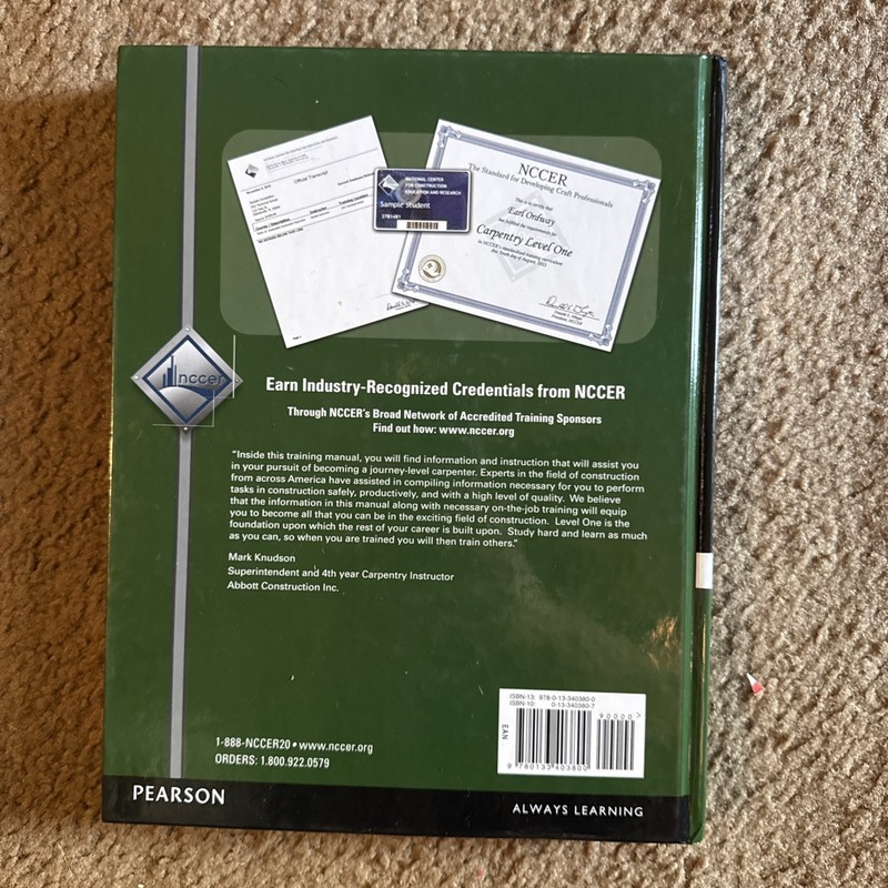 NCCER 2013 CARPENTRY Training Guide Level 1 Fifth Edition *EXCELLENT* gallery