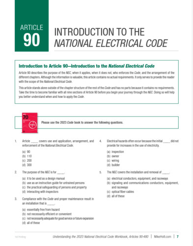 Mike Holt's Understanding the NEC Workbook (Art. 90-480), 2023 NEC gallery