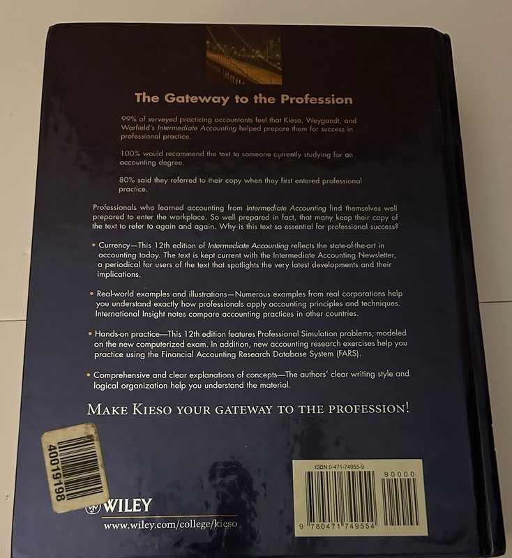 Intermediate Accounting Twelfth Edition Hardcover By Kieso, Weygandt, & Warfield gallery