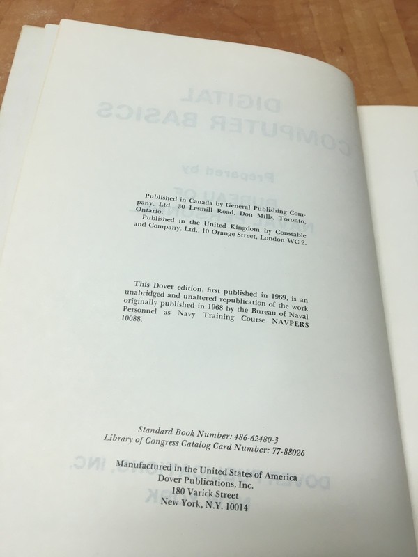 Digital Computer Basics Prepared by Bureau of Naval Personnel Dover Edition 1969 gallery